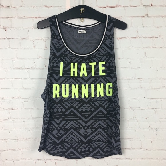 PINK Victoria's Secret Tops - Victoria’s Secret Pink “I Hate Running” Tank Large